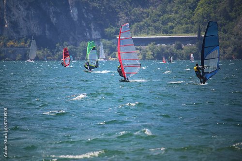 Windsurfers at Lake Garda (Torbole, Italy)