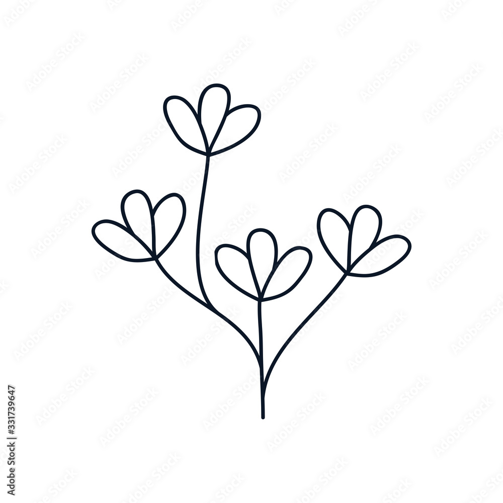 cute branch with delicate leaves icon, line style cute branch with delicate leaves icon, line style