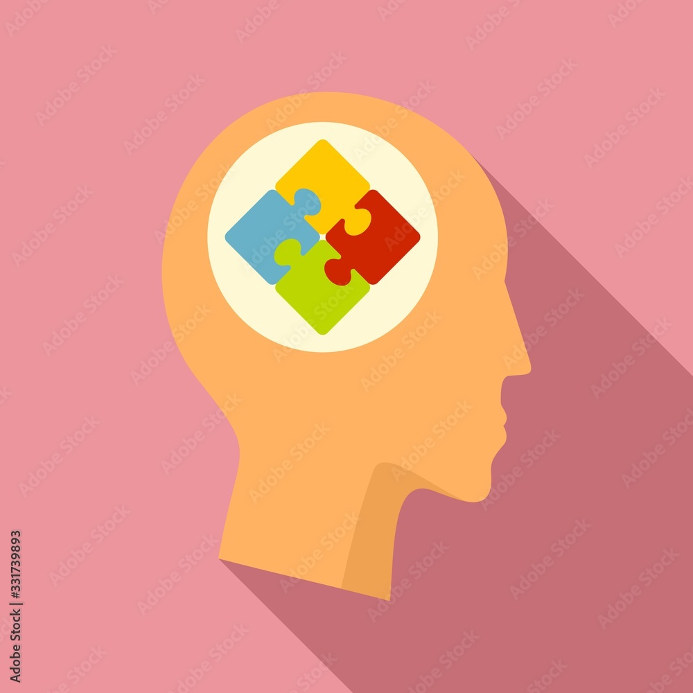 Mental puzzle icon. Flat illustration of mental puzzle vector icon for web design Mental puzzle icon. Flat illustration of mental puzzle vector icon for web design