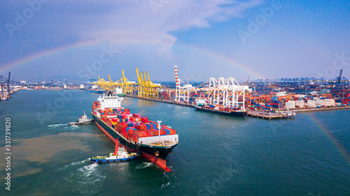 Canvas Print Cargo containers ship logistics transportation Container Ship Vessel Cargo Carrier