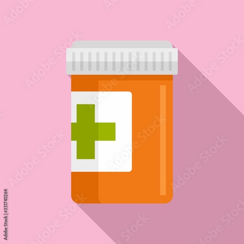 Pills jar icon. Flat illustration of pills jar vector icon for web design