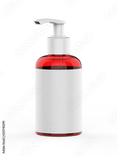 Blank Plastic Bottle with Pump Dispenser For Branding, 3d render illustration.