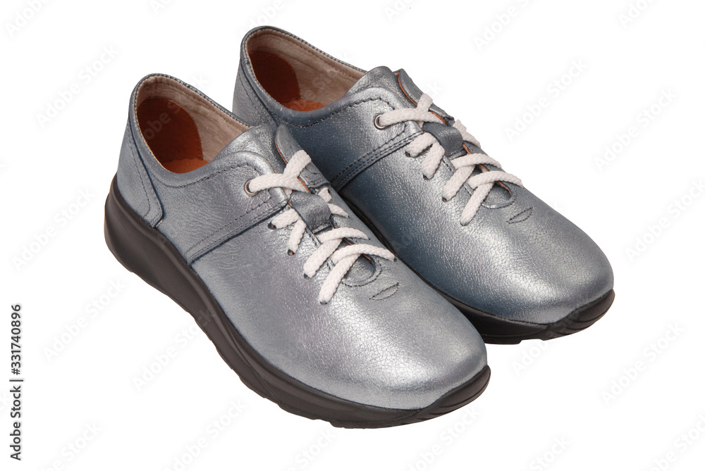 leather blue footwear