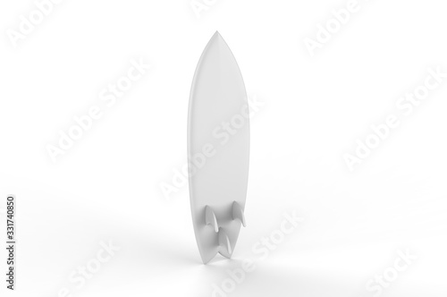 Blank surfboard for mock up and design, 3d render illustration.
