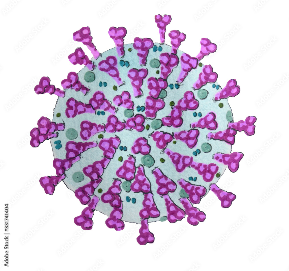 Isolated coronavirus bacteria 3D illustration with red shapes on a gray sphere shape in front of white background Isolated coronavirus bacteria 3D illustration with red shapes on a gray sphere shape in front of white background