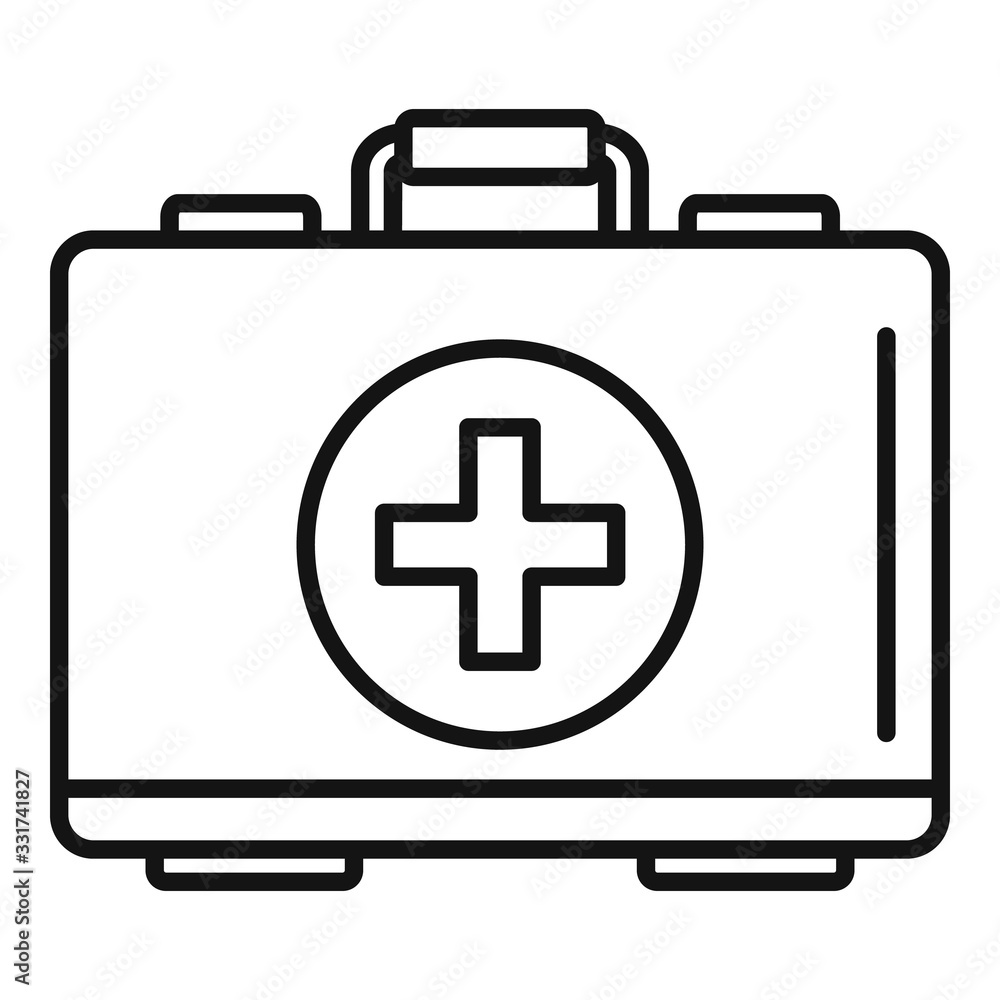 First aid kit icon. Outline first aid kit vector icon for web design isolated on white background First aid kit icon. Outline first aid kit vector icon for web design isolated on white background