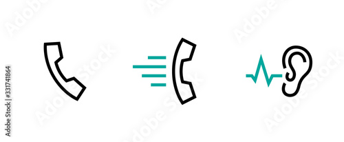 Set of Call phone icons. Editable line vector.