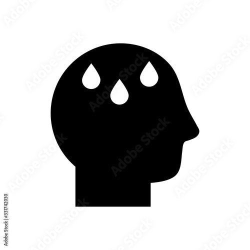 avatar head with sweat drops symbol silhouette style icon vector design