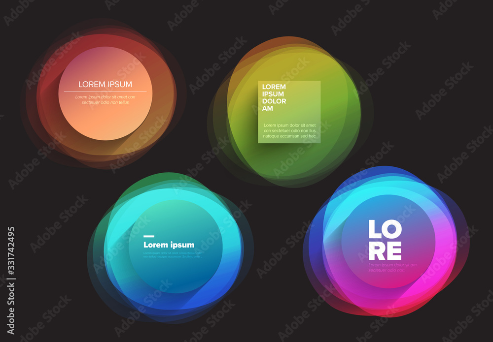 Modern Abstract Graphic Layout Collection on Dark Stock Template ...