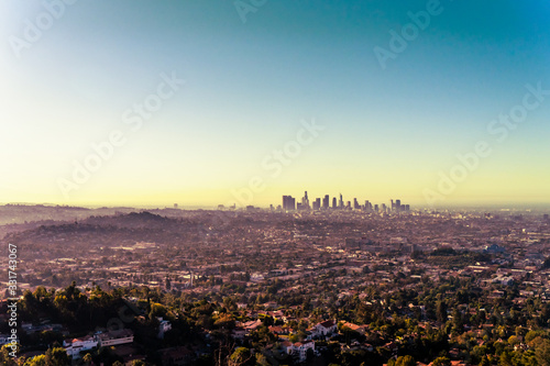 sunrise over the skyline of Los Angeles