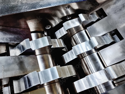 Full Frame Background of Stainless Steel Teeth of Parts Crushing Machinery photo