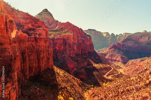 sunset in zion canyon in utah USA © Fritz