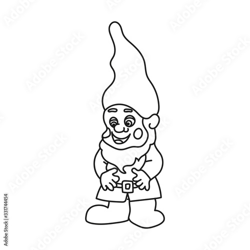 Simplified outline vector illustration of a cute cartoon Garden Gnome on a white background.