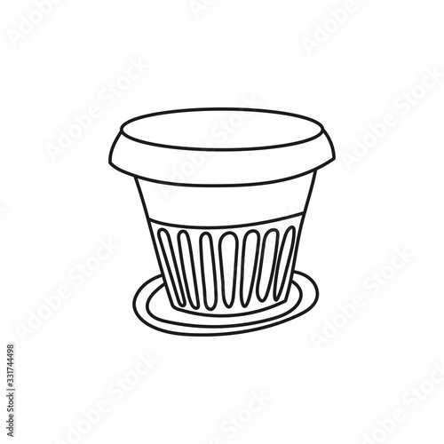 Simplified contour vector illustration of a large garden pot on a white background.