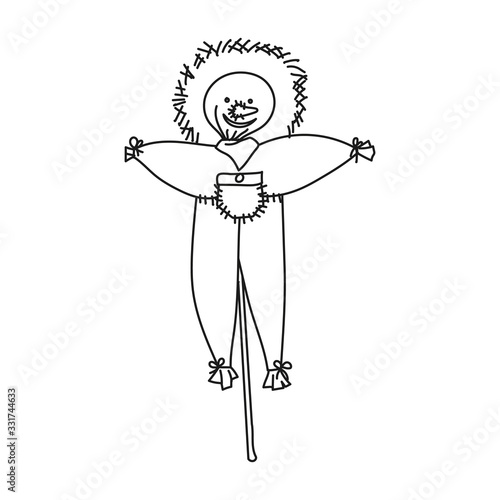 Simplified outline illustration of a garden Scarecrow on a white background.