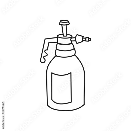 Outline spray bottle vector isolated on white background.
