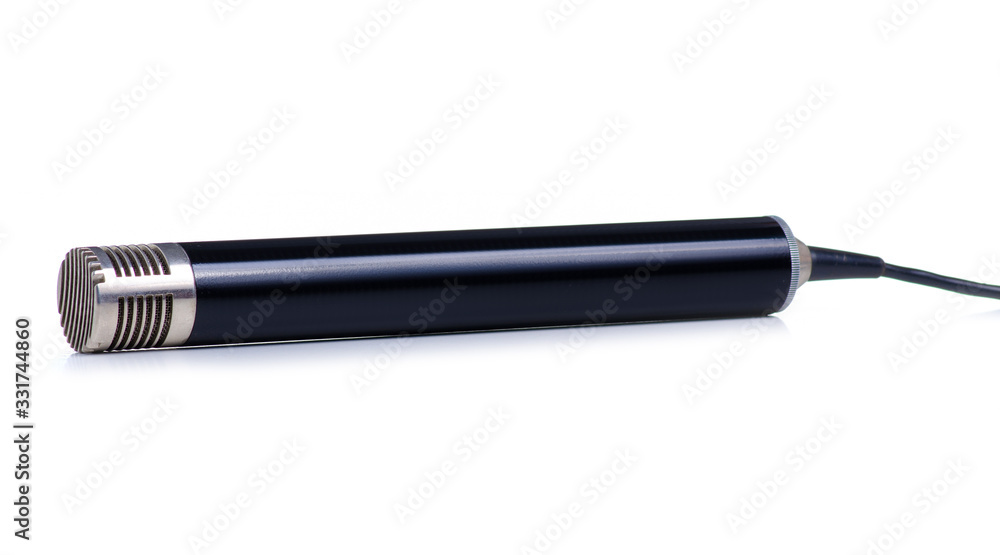 Microphone with cable on white background isolation Microphone with cable on white background isolation