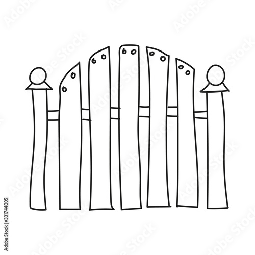 Fence outline vector illustration, modern minimal doodle design style.