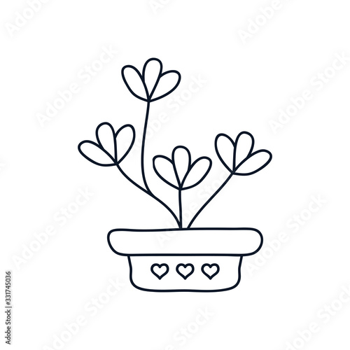 cute plant in a pot icon  line style  minimalist tattoo concept