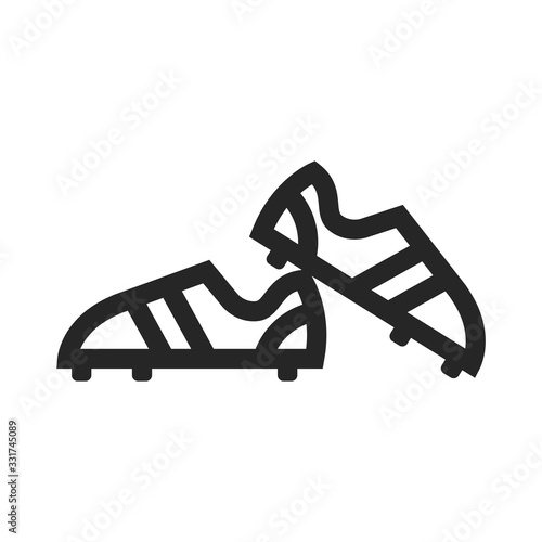 Soccer Shoe icon in thick outline style. Black and white monochrome vector illustration.