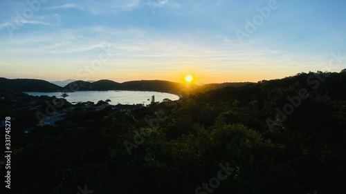 Beach mansion sunset