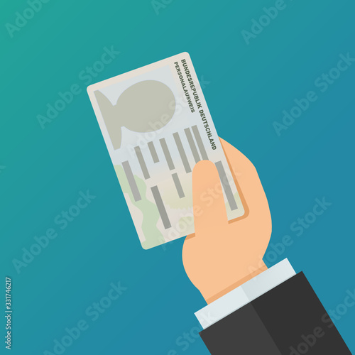 Presenting seiner deutschen Personalausweis (flaches Design)