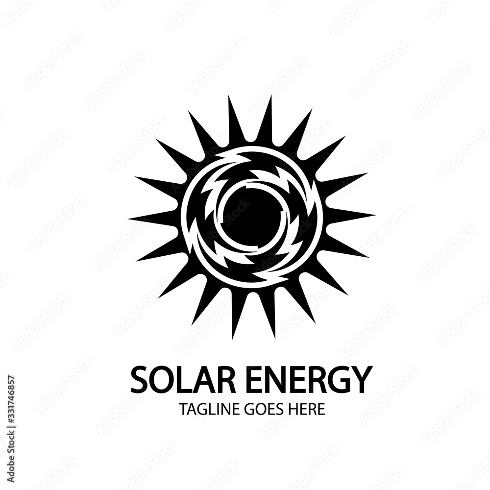 Fototapeta premium Solar energy panel and sun icon isolated on white background