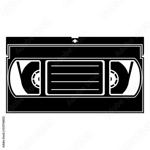 VHS video tape cassette in black and white