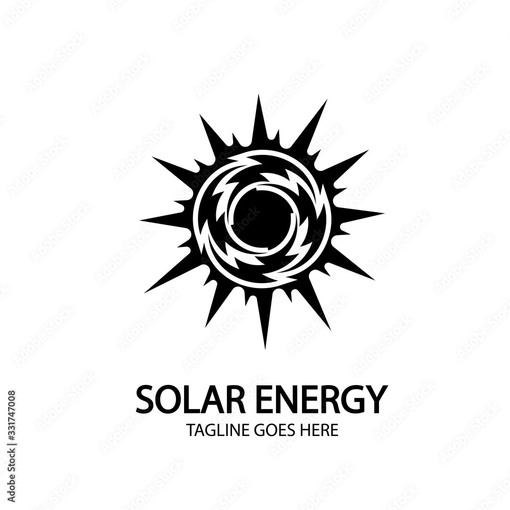 Fototapeta premium Solar energy panel and sun icon isolated on white background