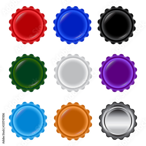 bottle caps set in multiple colors