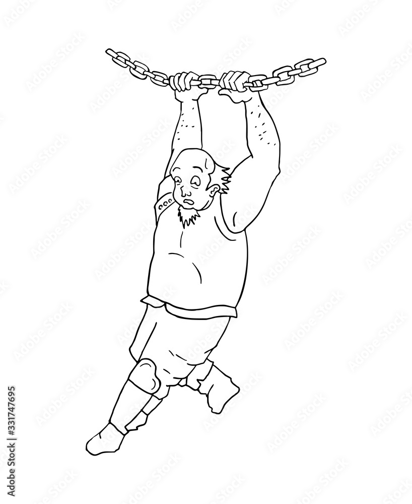 Fototapeta premium Design of warrior man hanging of chain