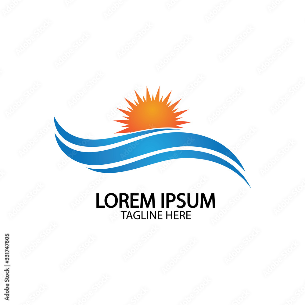 Water wave and sun icon vector illustration design logo Water wave and sun icon vector illustration design logo