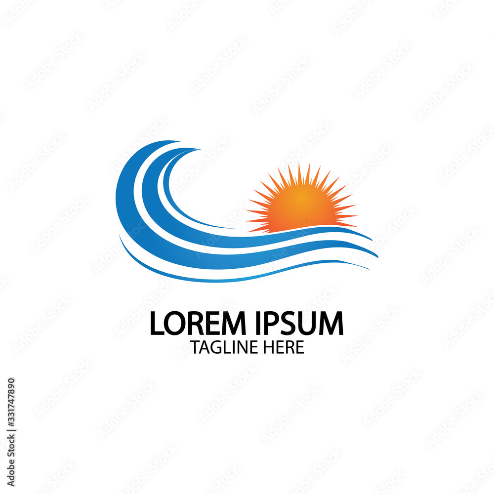 Water wave and sun icon vector illustration design logo Water wave and sun icon vector illustration design logo