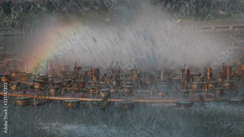 A little rainbow over on fountain in park