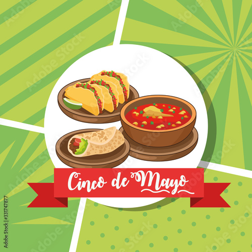 cinco de mayo celebration card with mexican food