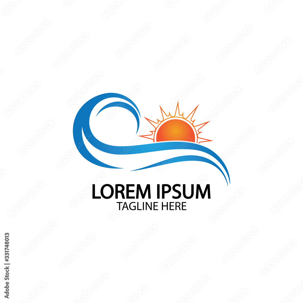Water wave and sun icon vector illustration design logo Water wave and sun icon vector illustration design logo