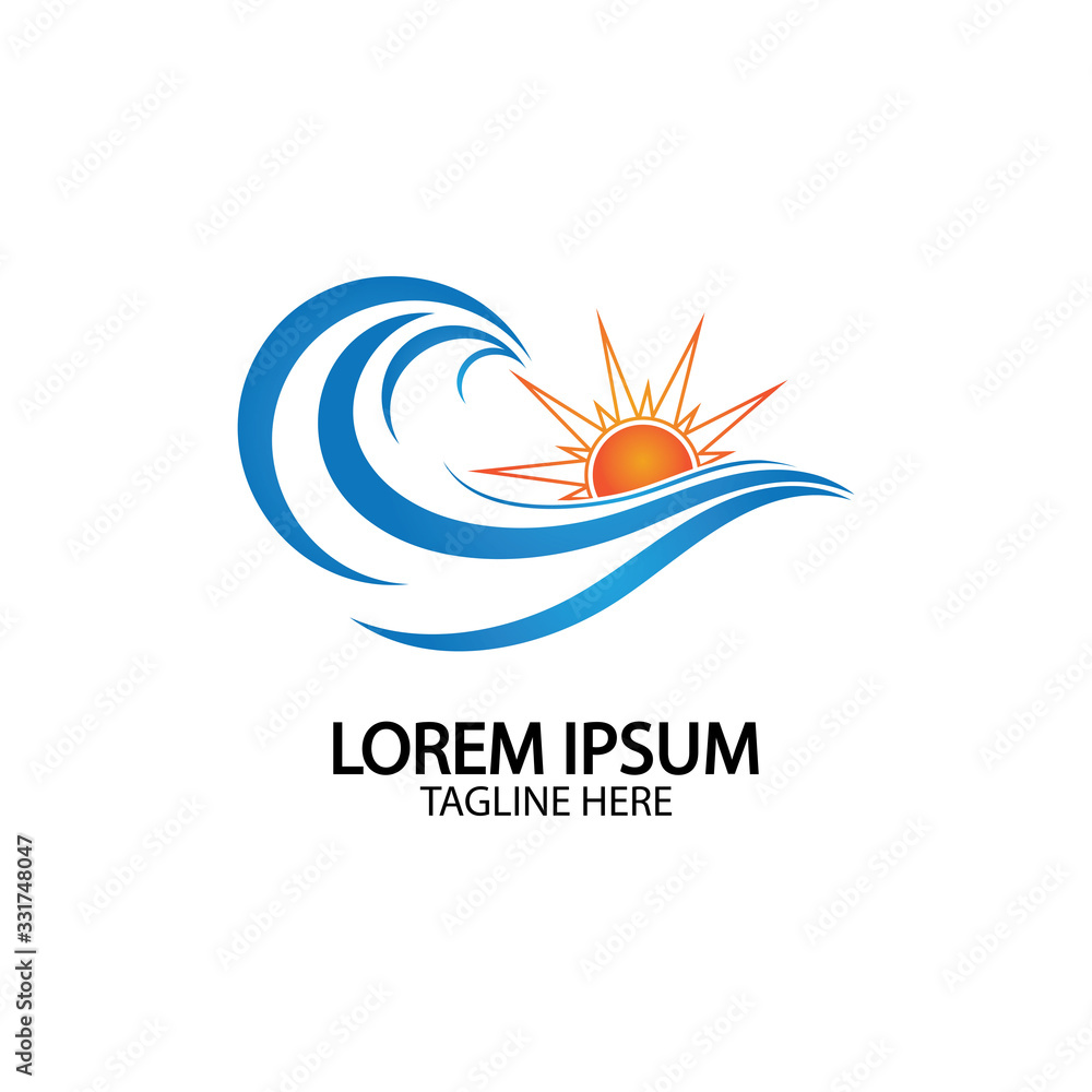 Water wave and sun icon vector illustration design logo Water wave and sun icon vector illustration design logo