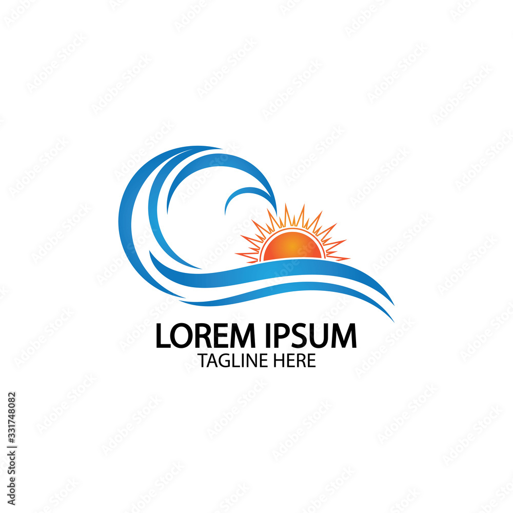 Water wave and sun icon vector illustration design logo Water wave and sun icon vector illustration design logo