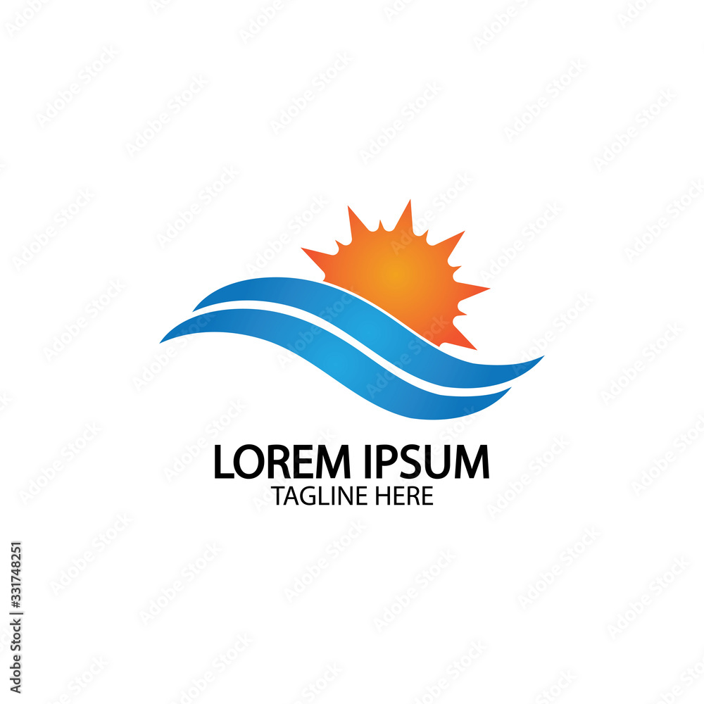 Water wave and sun icon vector illustration design logo Water wave and sun icon vector illustration design logo
