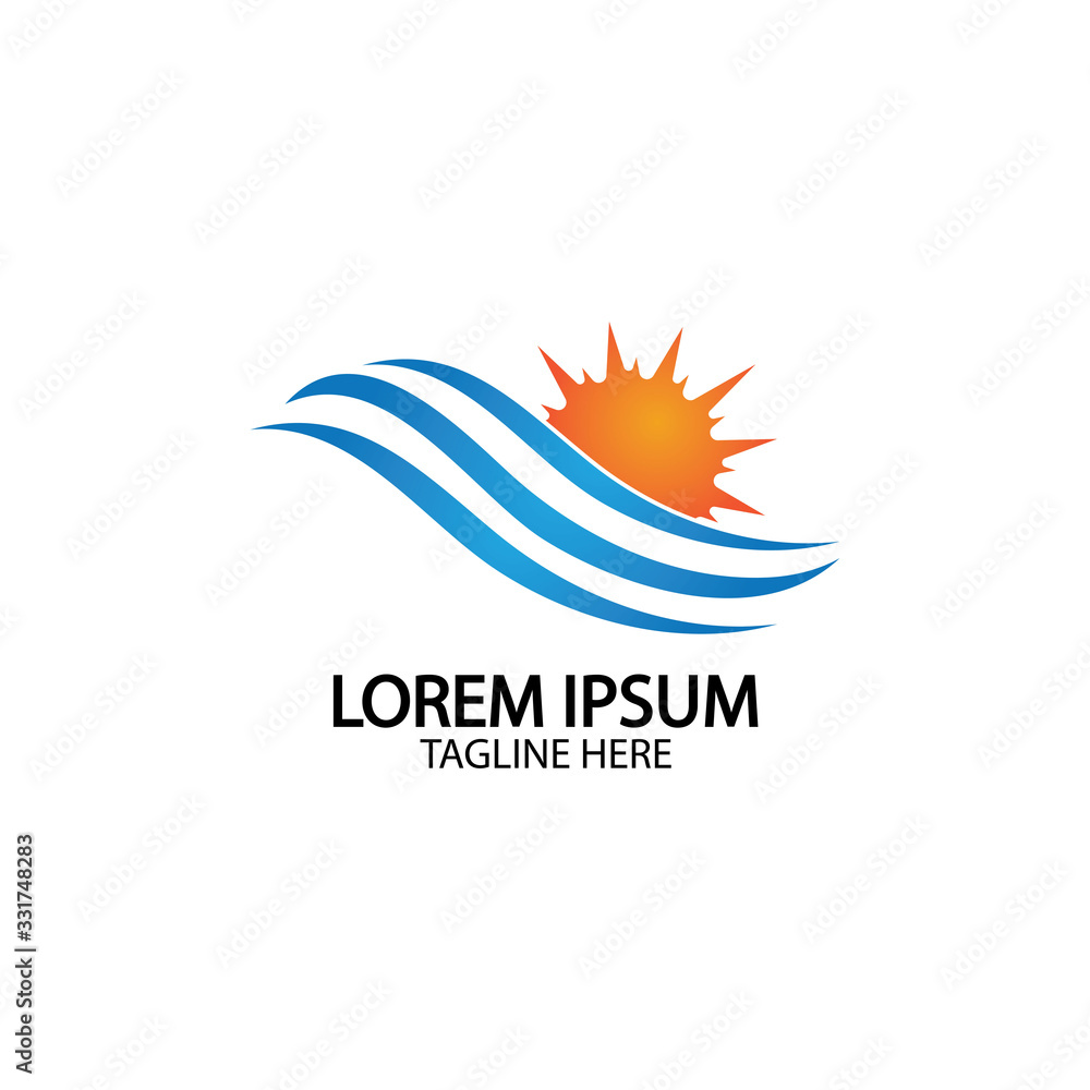 Water wave and sun icon vector illustration design logo Water wave and sun icon vector illustration design logo