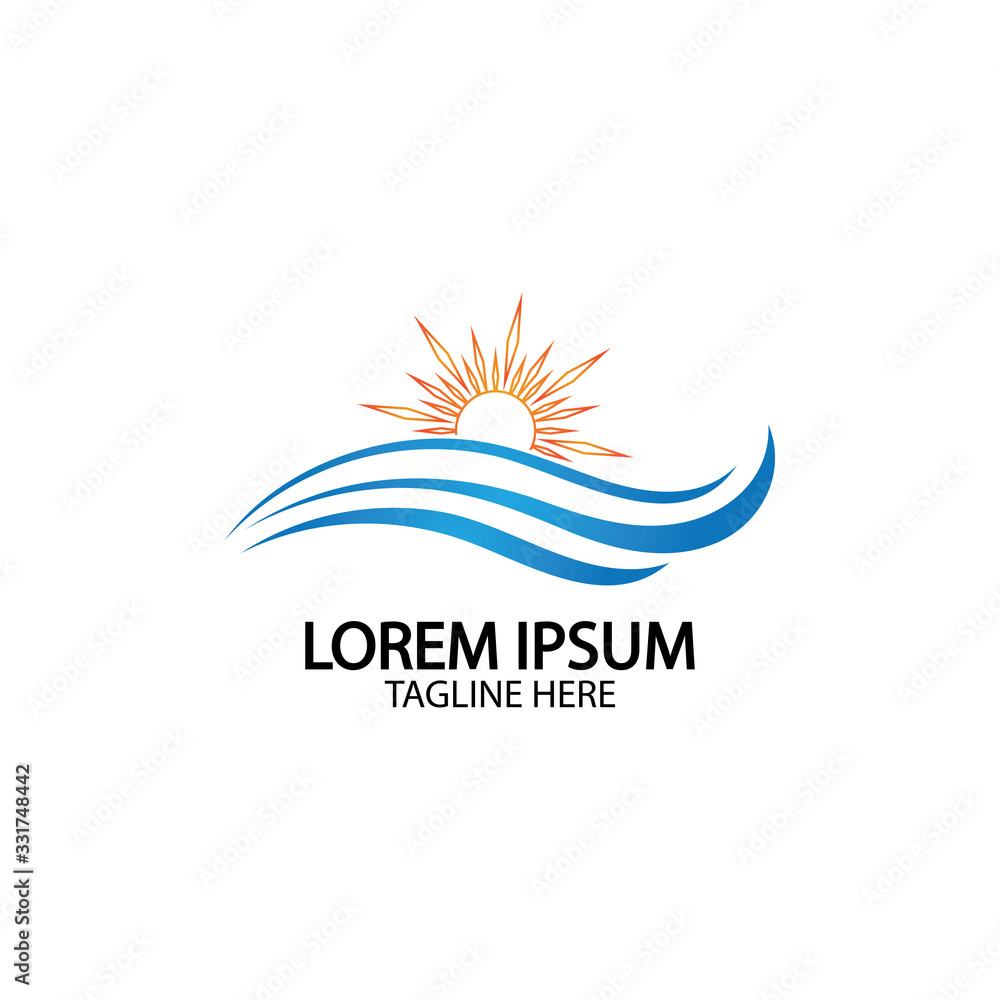 Water wave and sun icon vector illustration design logo Water wave and sun icon vector illustration design logo
