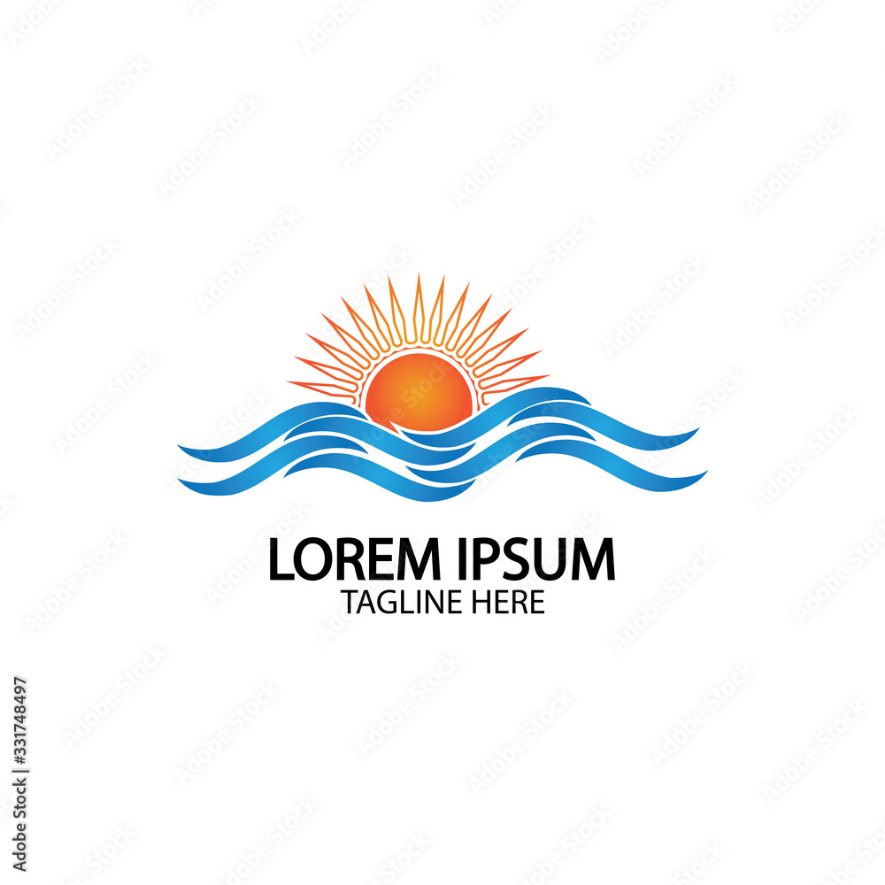 Water wave and sun icon vector illustration design logo Water wave and sun icon vector illustration design logo