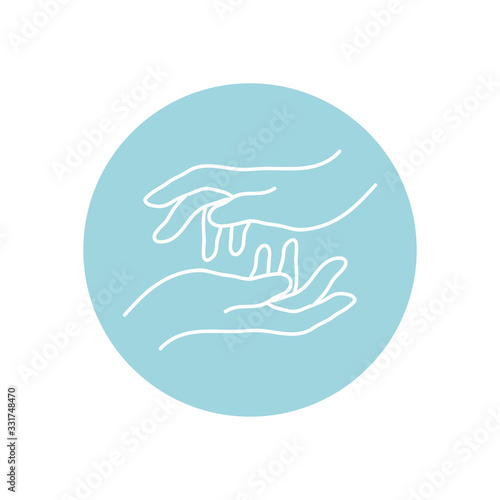 human hands icon, line block style