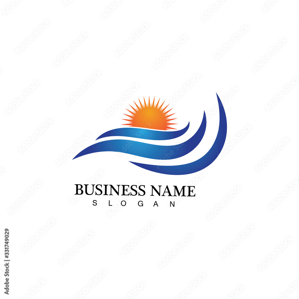 Water wave and sun icon vector illustration design logo Water wave and sun icon vector illustration design logo