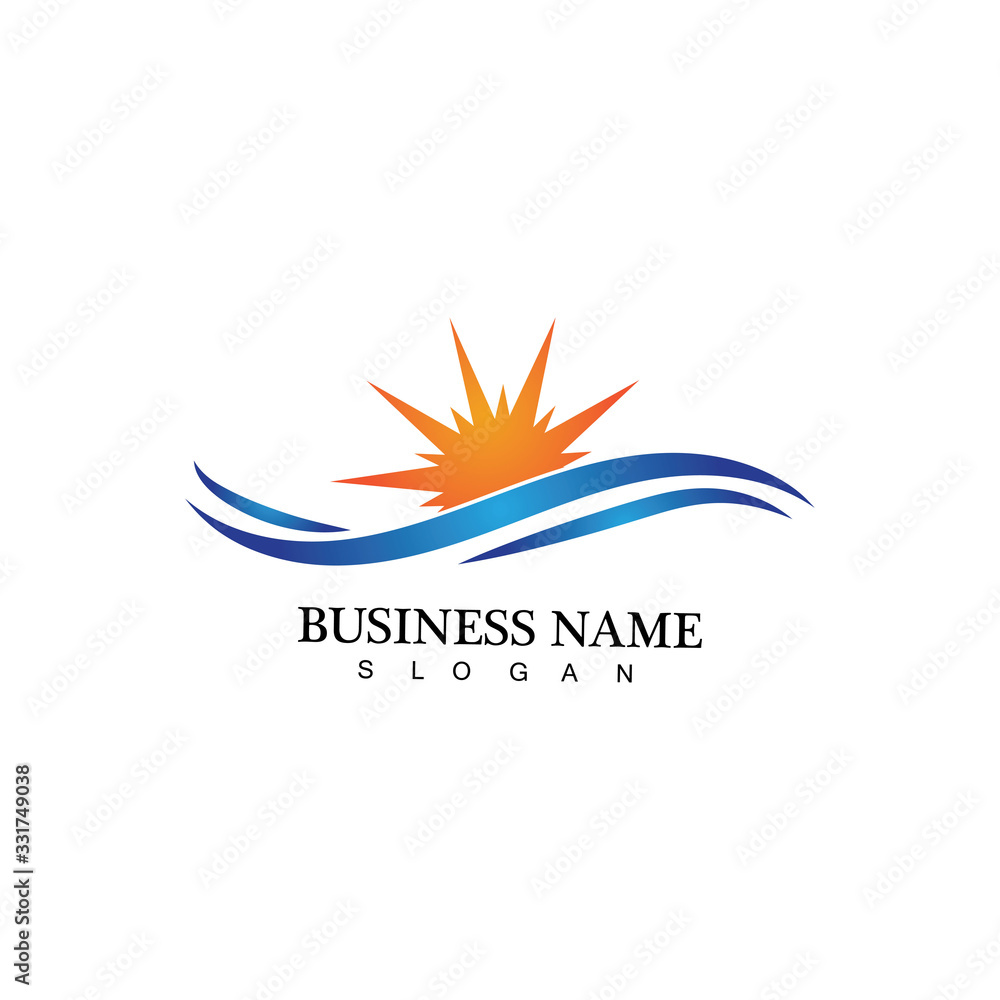 Water wave and sun icon vector illustration design logo Water wave and sun icon vector illustration design logo