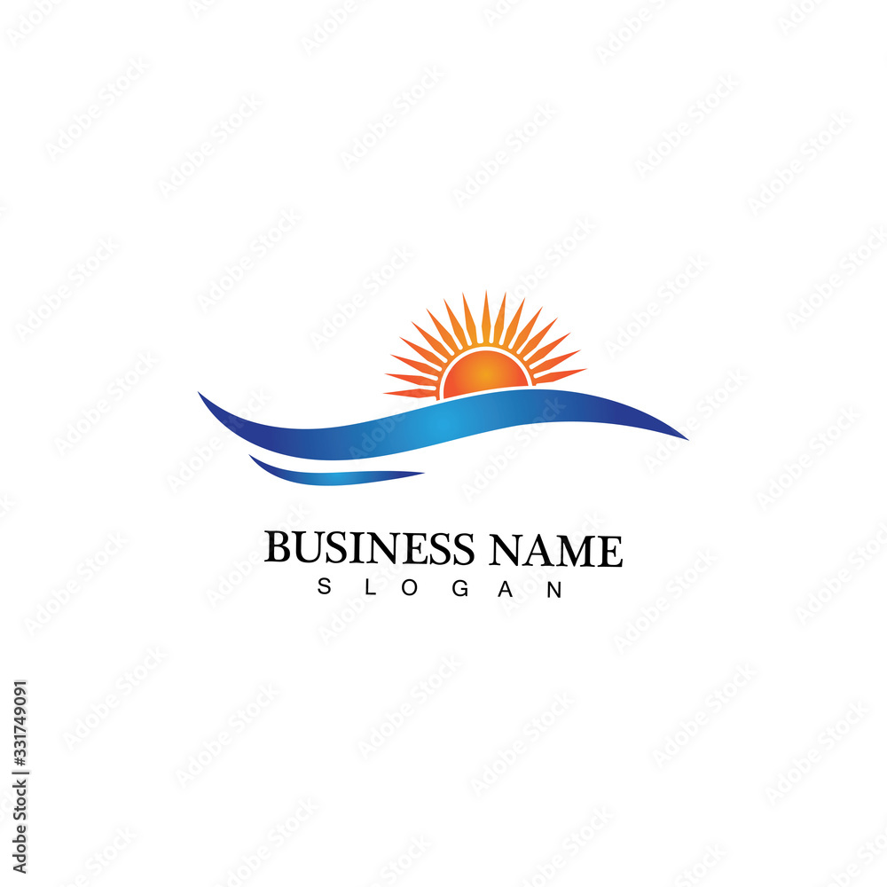 Water wave and sun icon vector illustration design logo Water wave and sun icon vector illustration design logo
