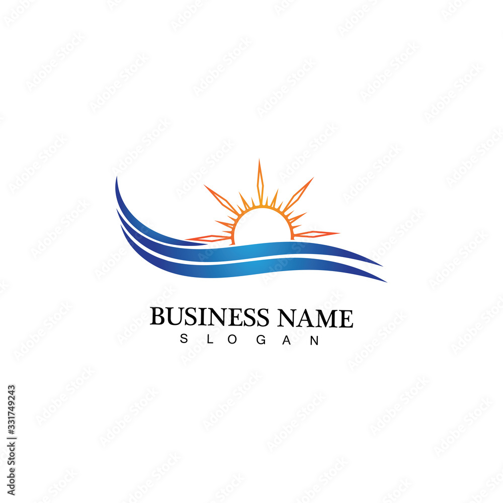 Water wave and sun icon vector illustration design logo Water wave and sun icon vector illustration design logo