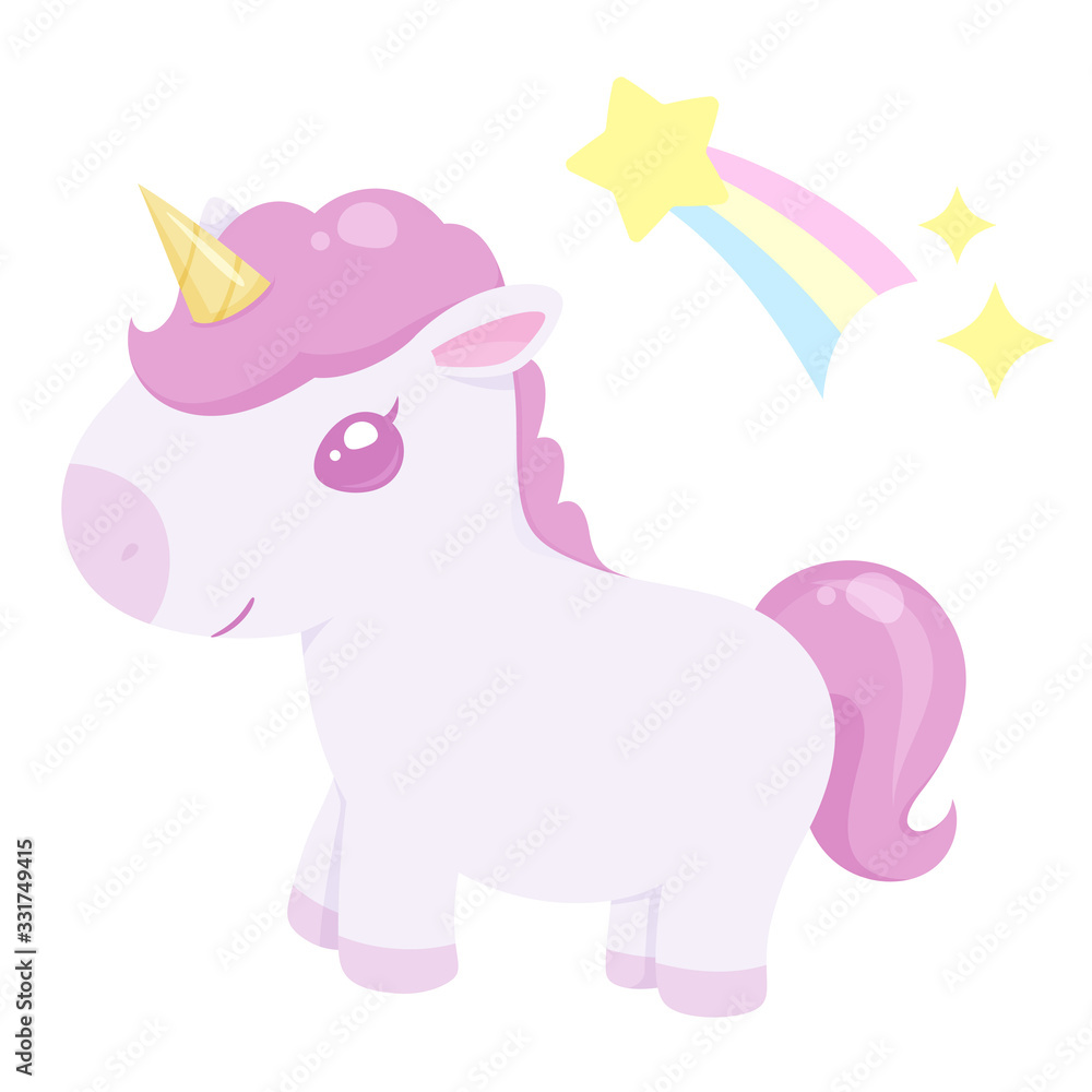 Fototapeta premium ユニコーンと流れ星のイラスト
