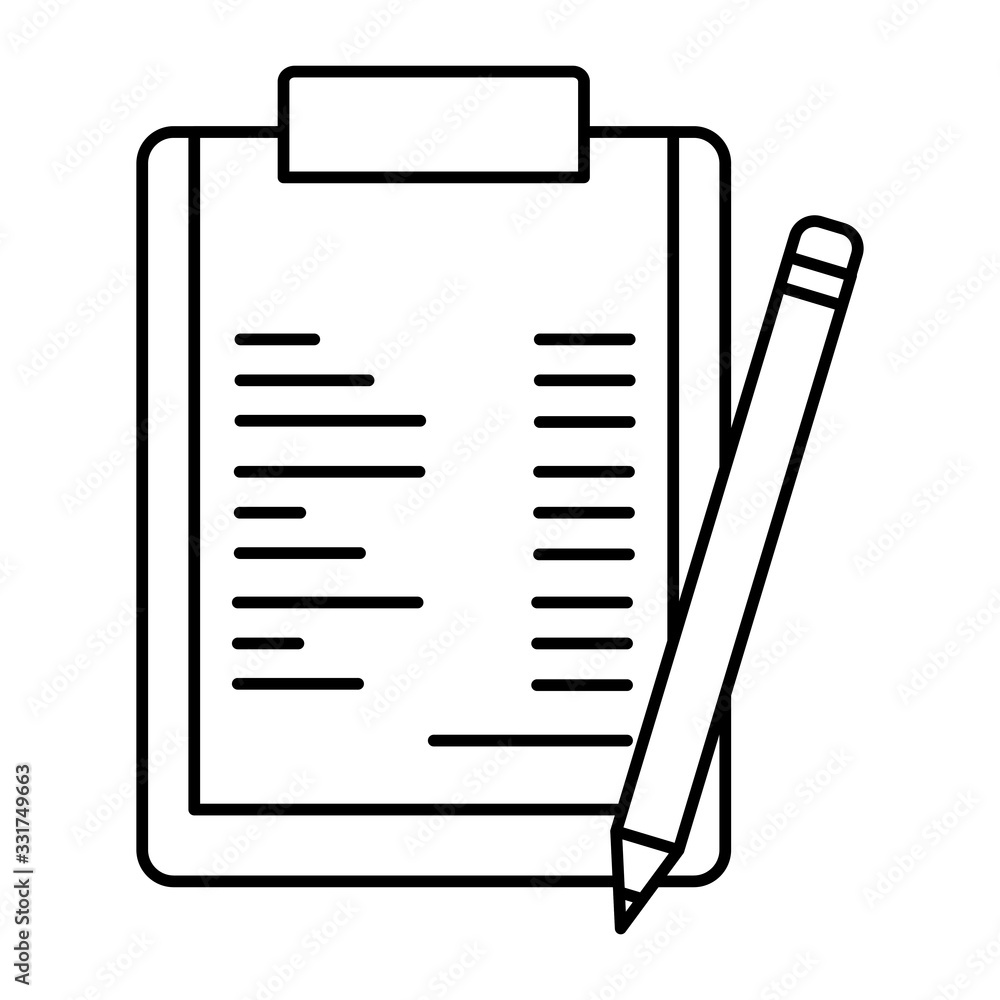 clipboard with paper document and pencil vector illustration design clipboard with paper document and pencil vector illustration design