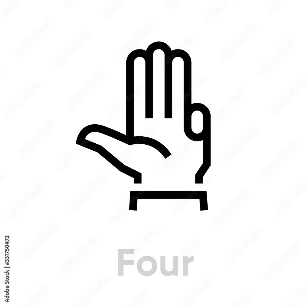 Four hand gesture icon. Editable line vector. Four hand gesture icon. Editable line vector.